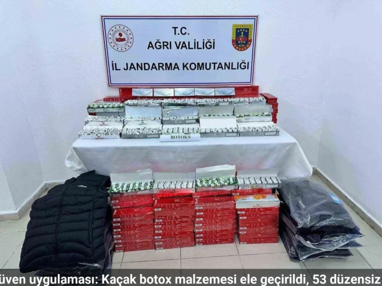 Ağrı’da huzur ve güven uygulaması: kaçak botox malzemesi ele geçirildi, 53 düzensiz göçmen yakalandı