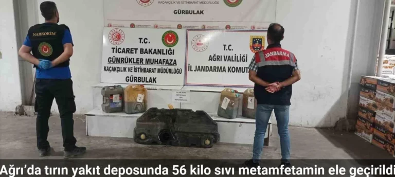 Ağrı’da tırın yakıt deposunda 56 kilo sıvı metamfetamin ele geçirildi